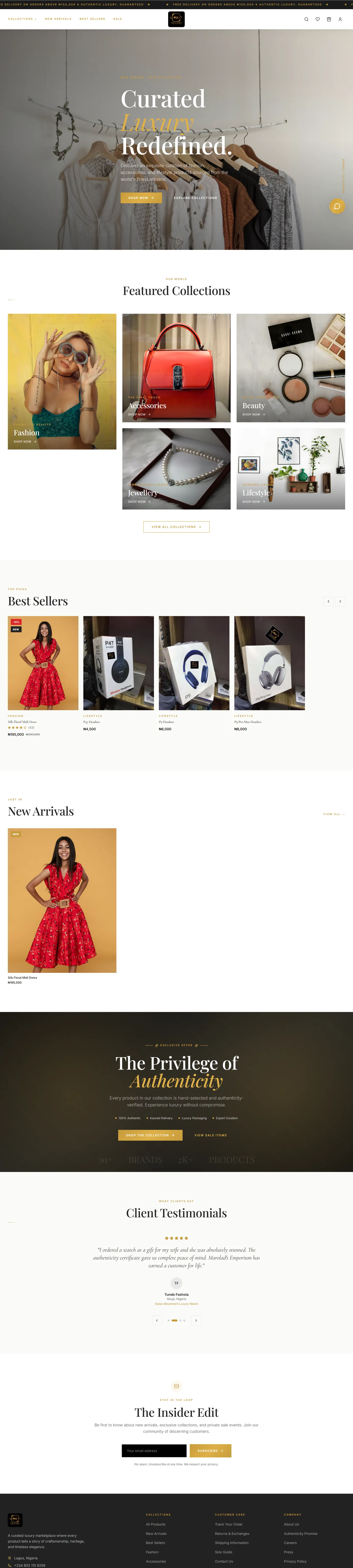 Full page capture of the Marolad’s Emporium homepage